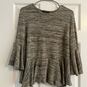 Grey and black glitter peplum top